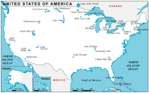 Labeled U.S.A Lake Map