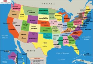 Labled USA States and Capital