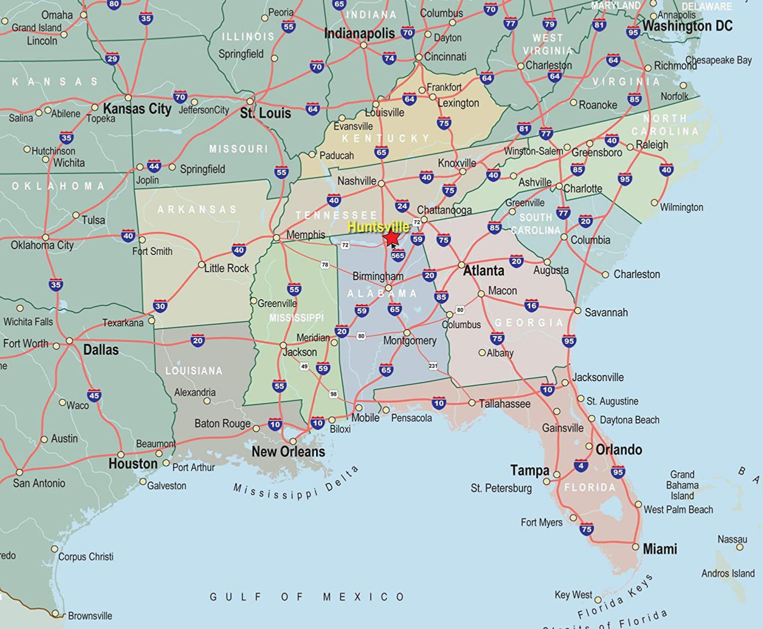 Map of Southeast United States