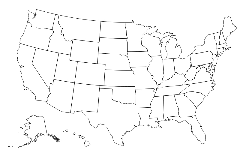 Blank U.S States Map