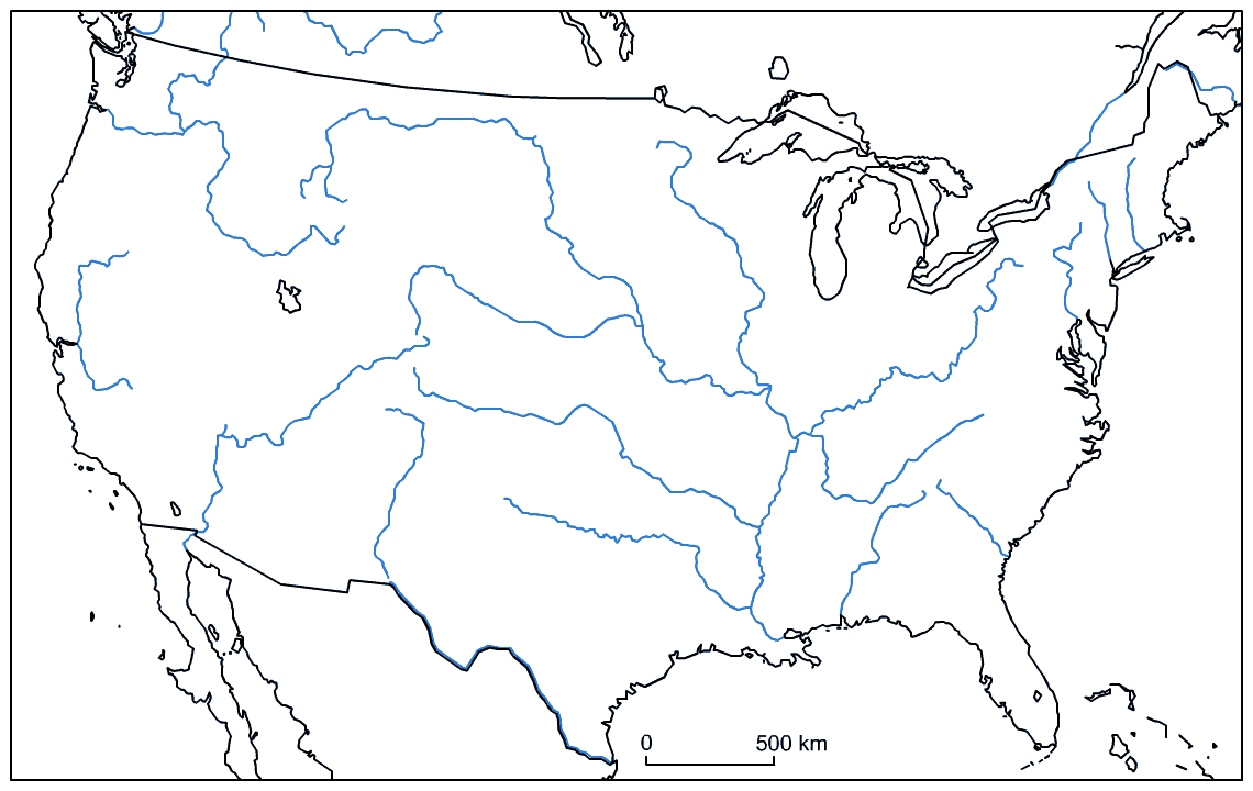 U.S Blank River Map