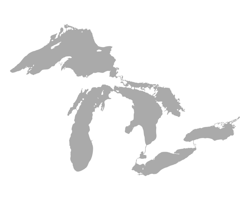 U.S Great lakes Blank Map