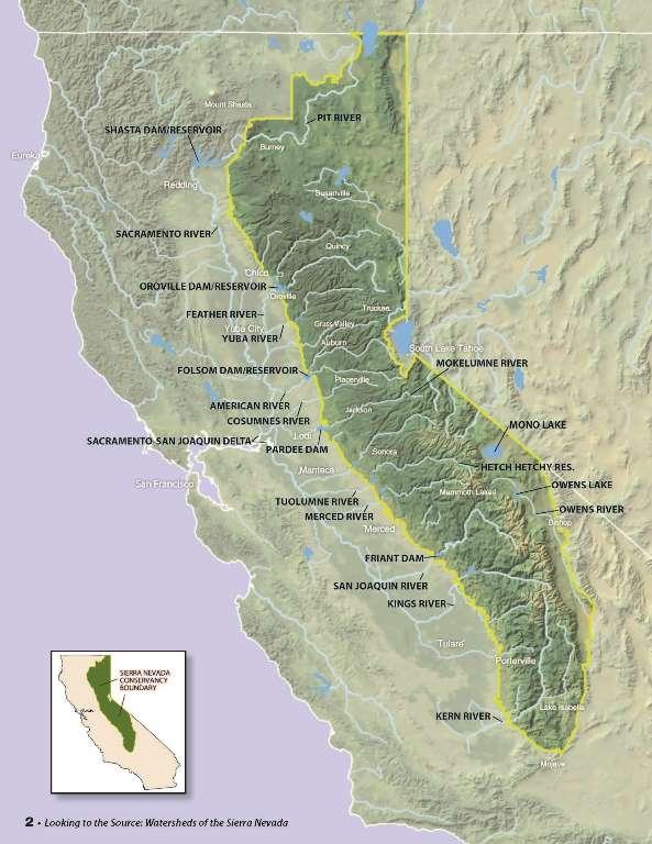 U.S Map Sierra Mountain Range