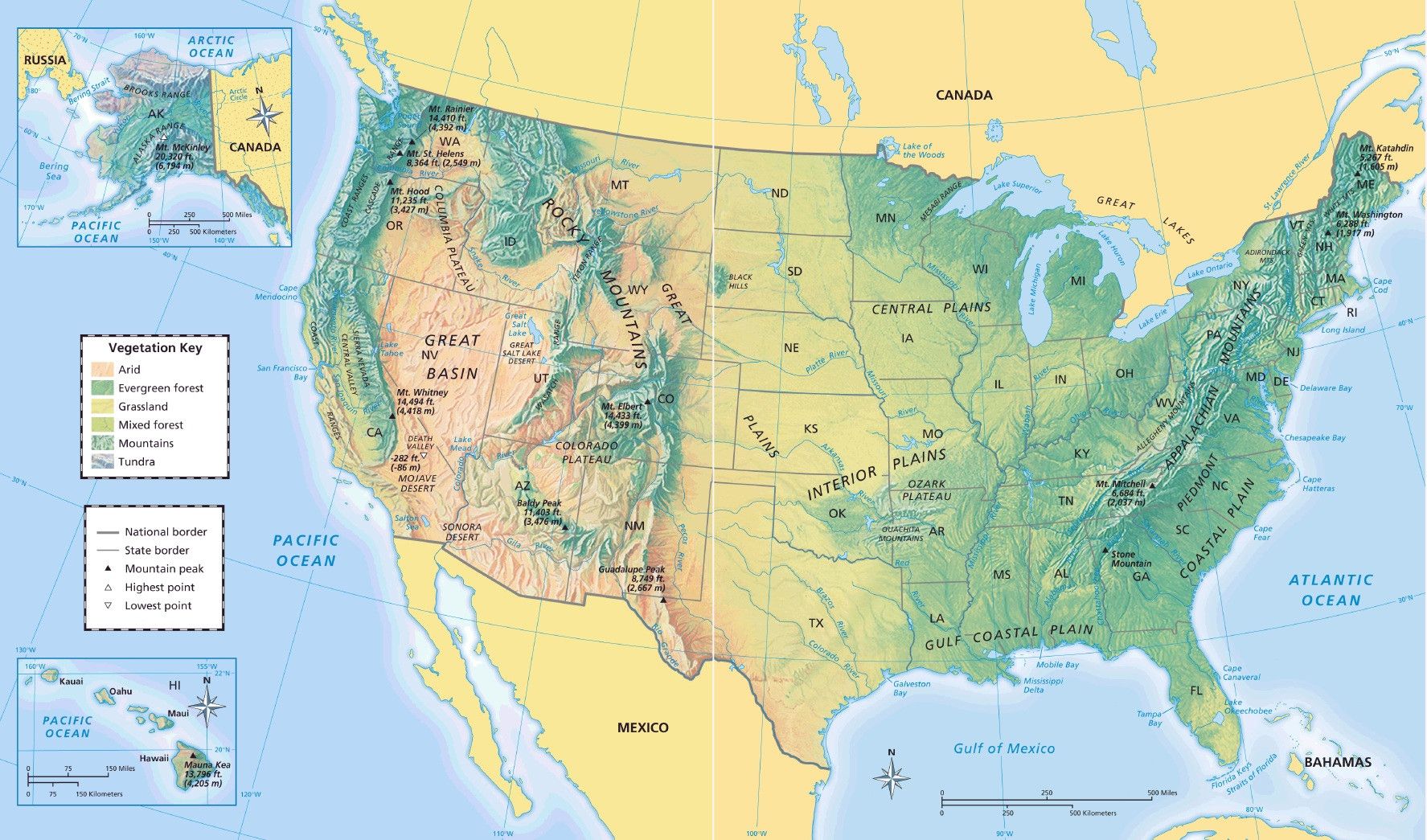 U.S Mountain Map With State