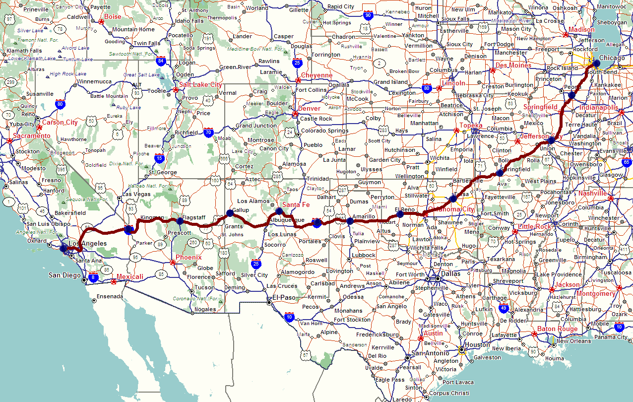 U.S Route 66 Highway Map