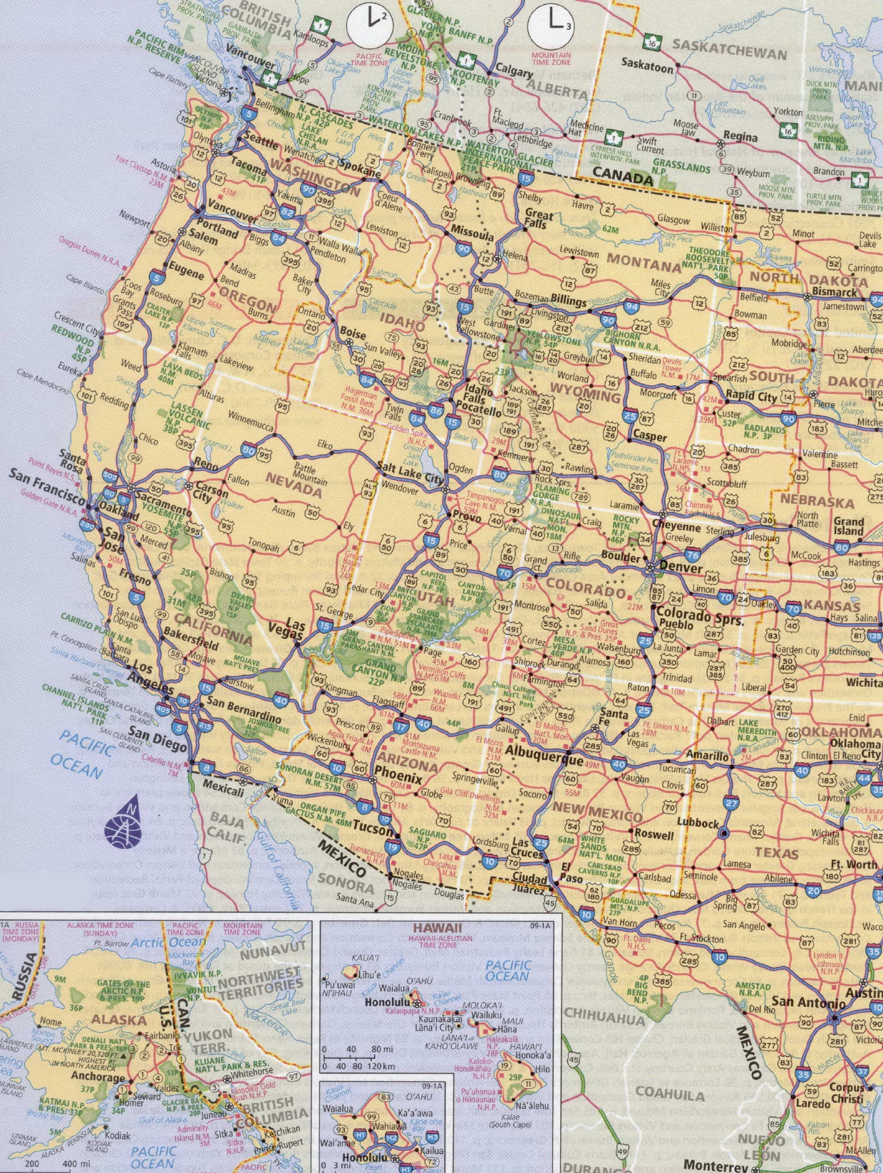 U.S Western Highway Map