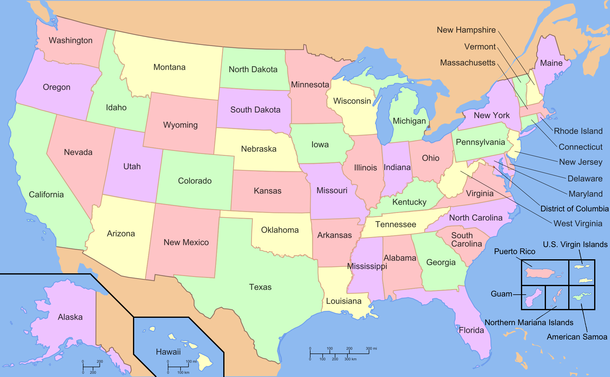 U.S Geography Map only States