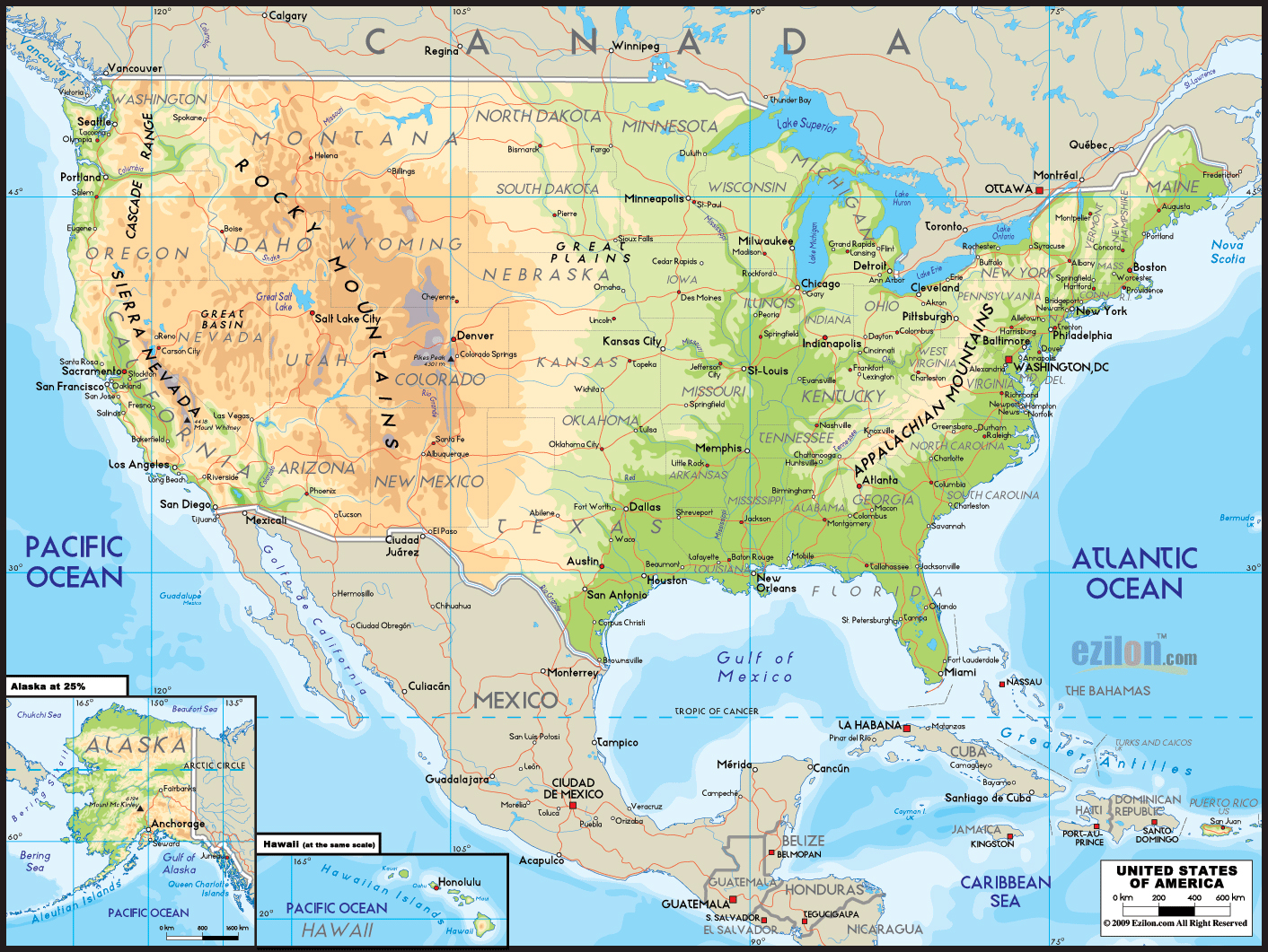 U.S Physical Map