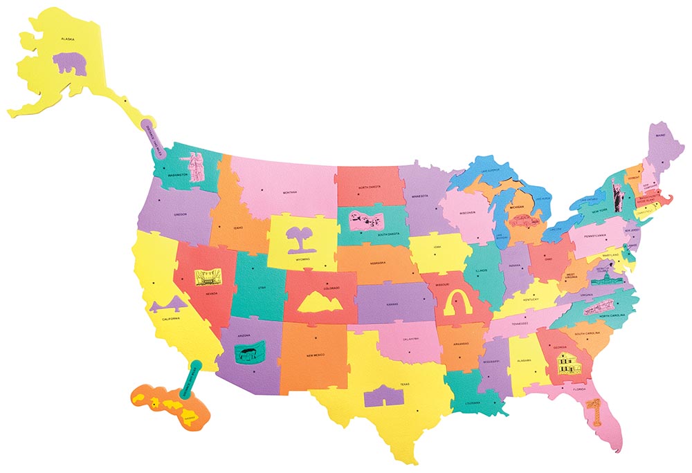 U.S Puzzle Map with Famous places