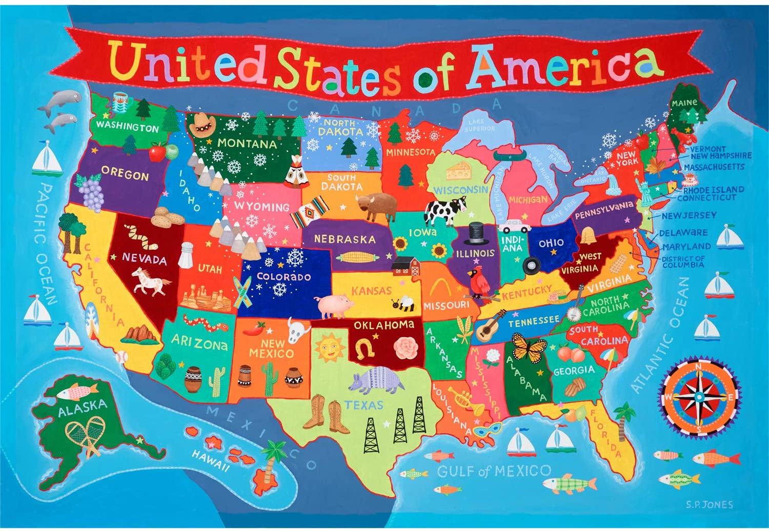 U.S Puzzle Map with Picture