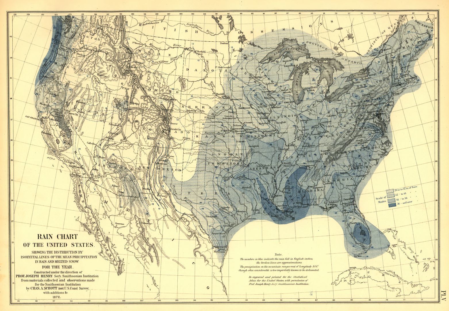 U.S Rainfall Map 1872