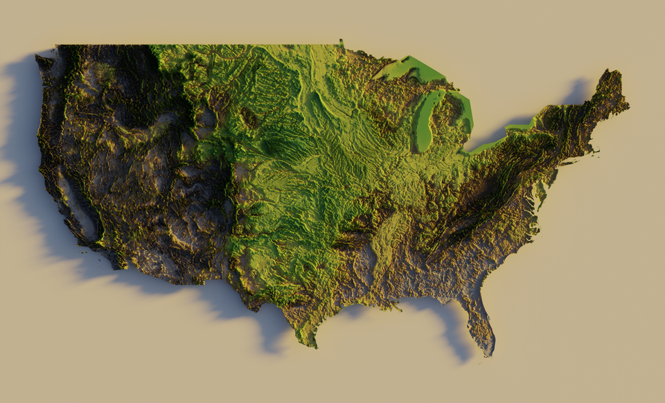 U.S Topographic Map 3D