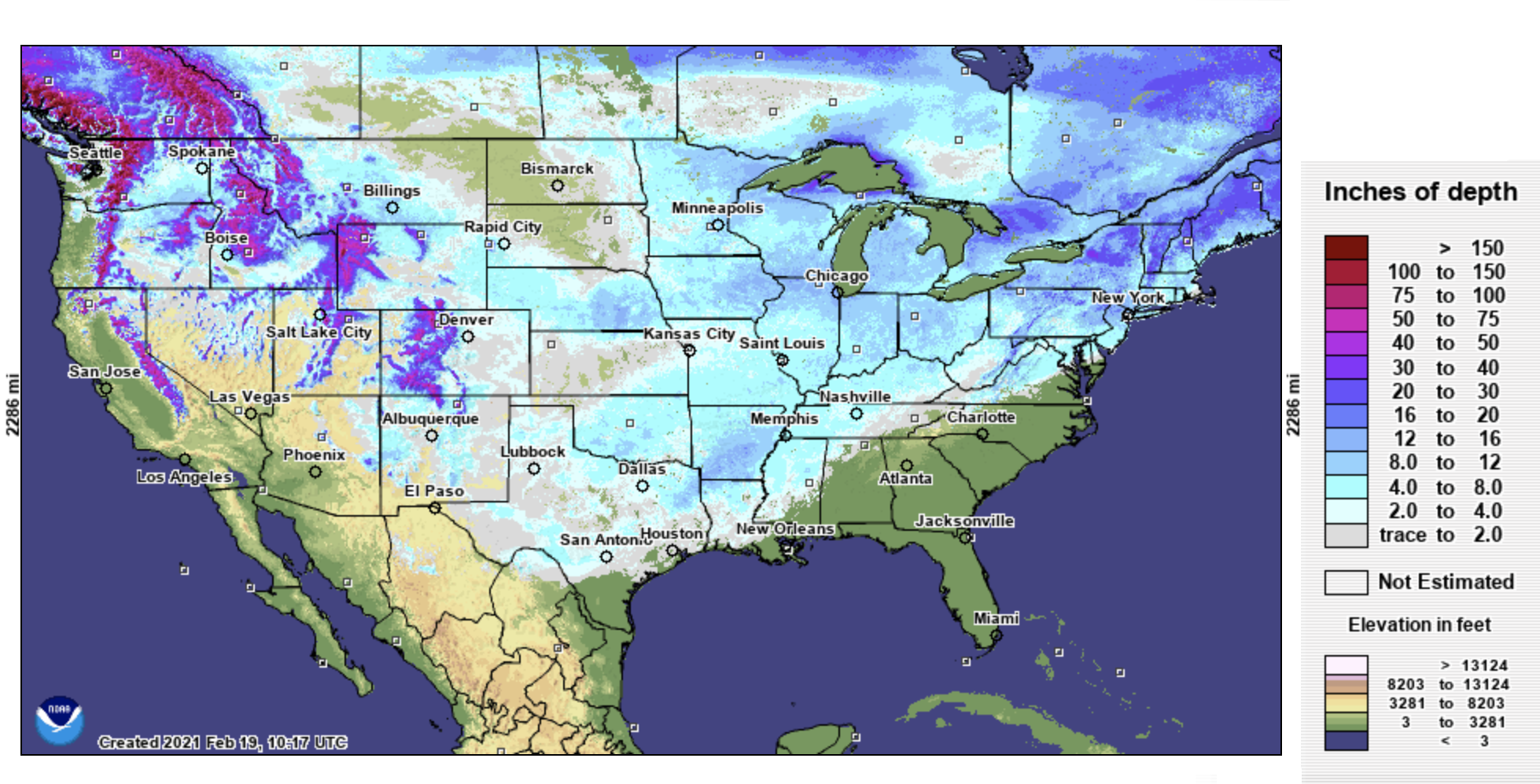 U.S Snow Cover Map