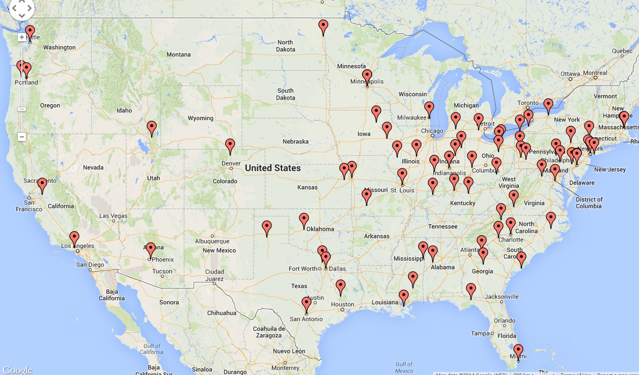 Map of United States Colleges and Universities