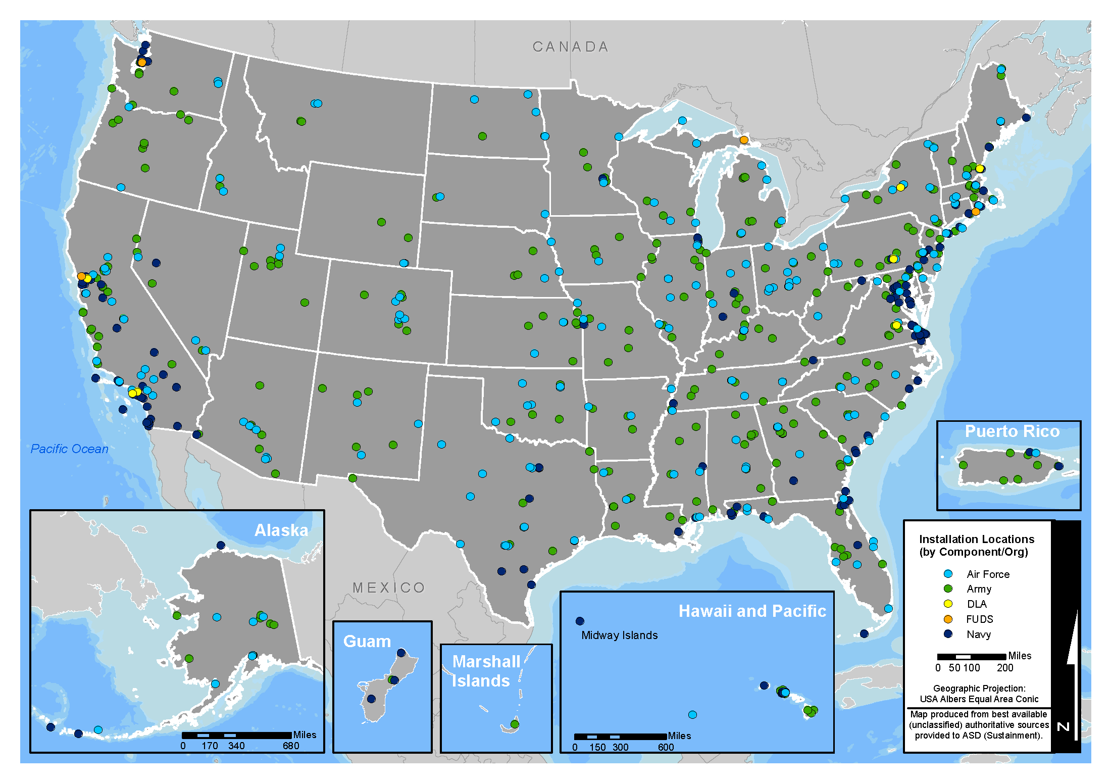 Blank US Military Bases Map