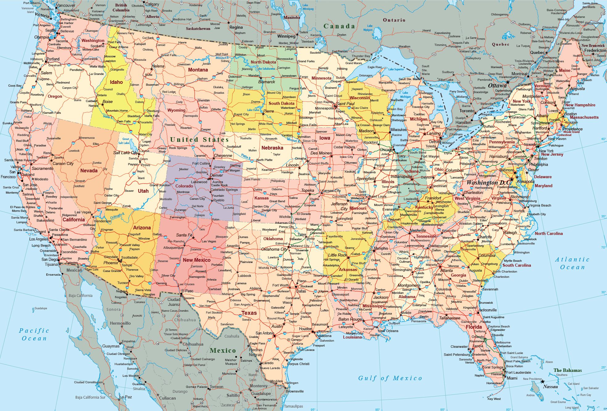 Printable US Continental Map