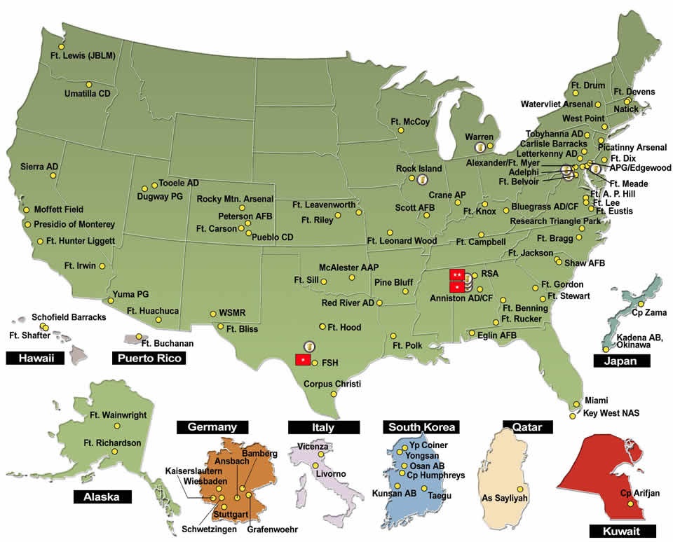 Printable US Military Bases Map