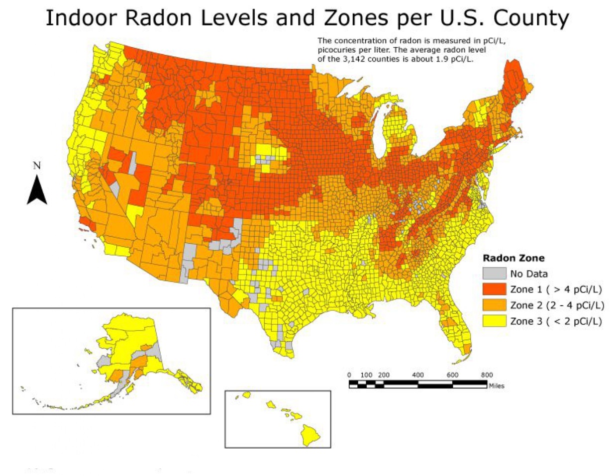 Radon Zone Map USA