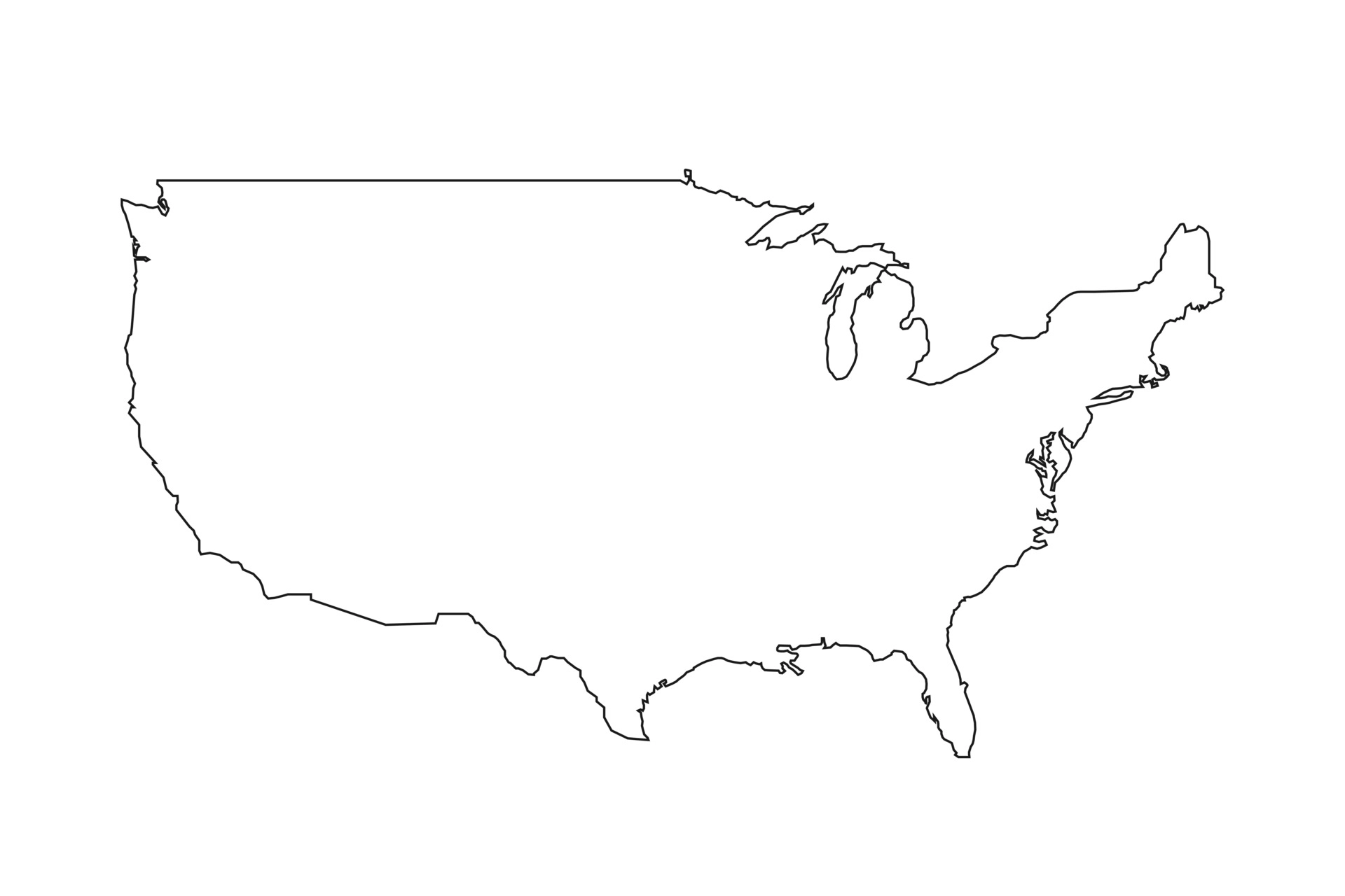 Silhouette Map of USA