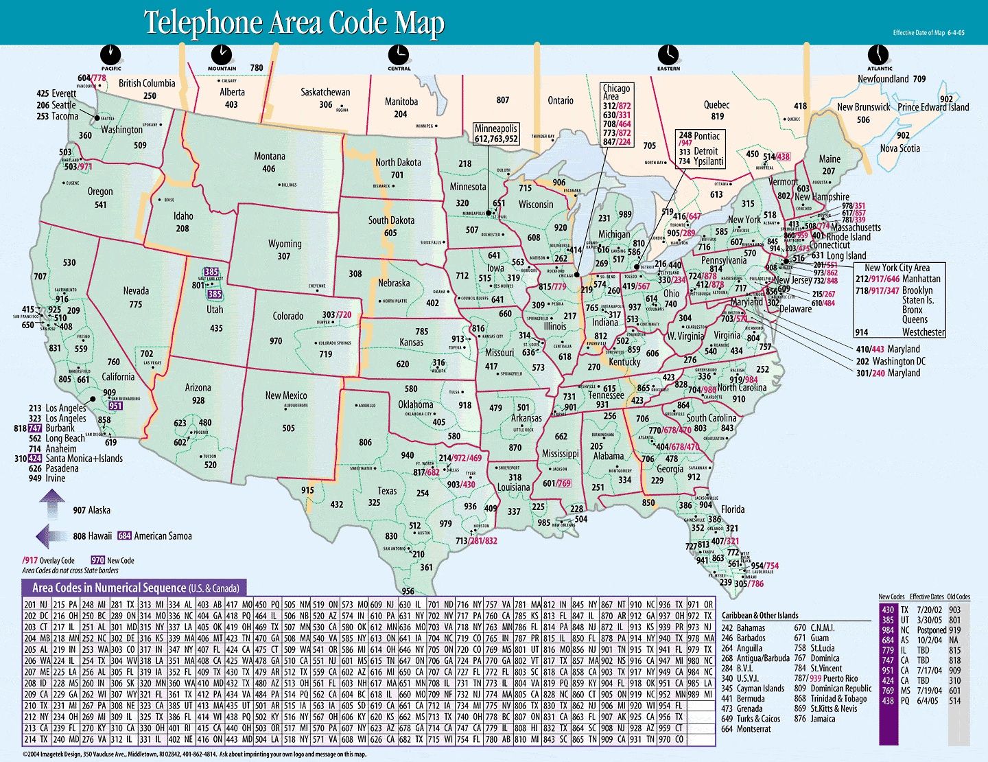 Telephone US Area Code Map