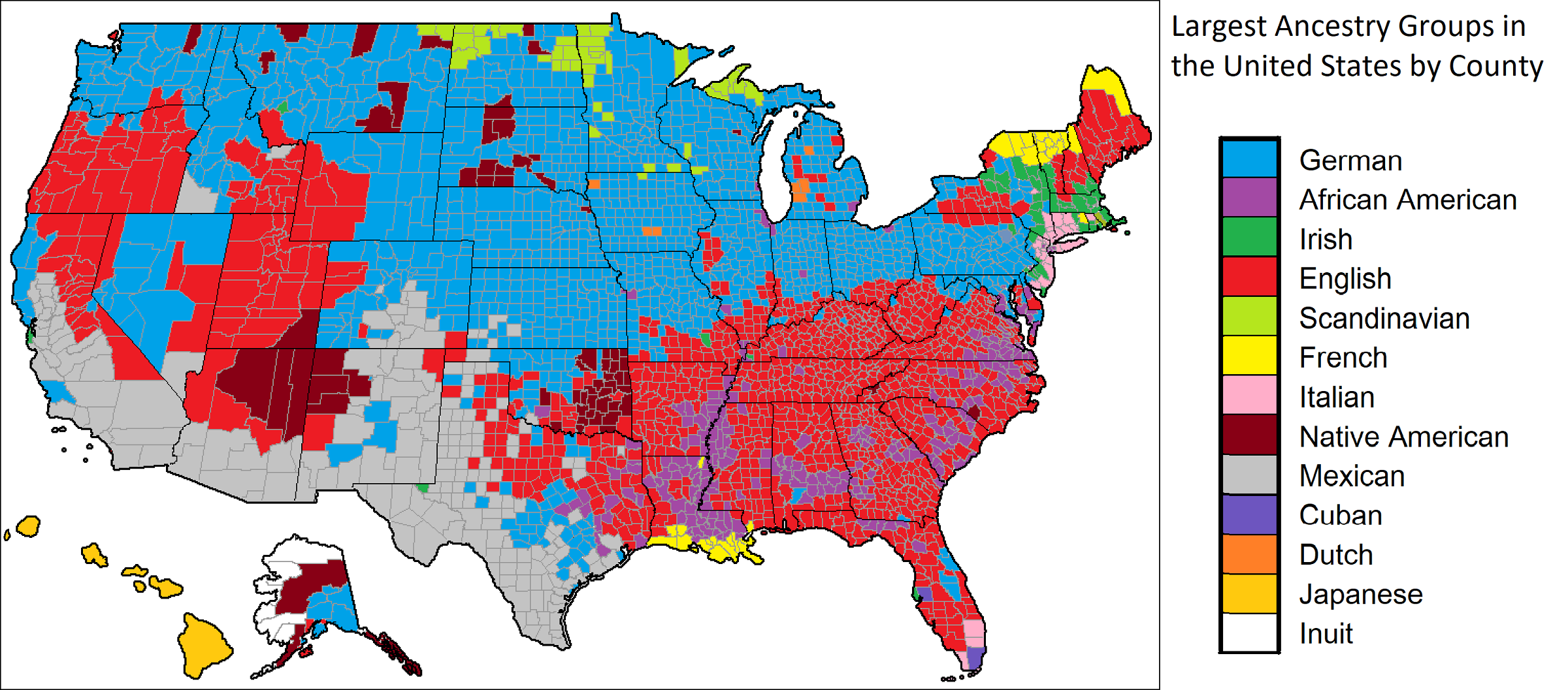 U.S Ancestry Large Group Map