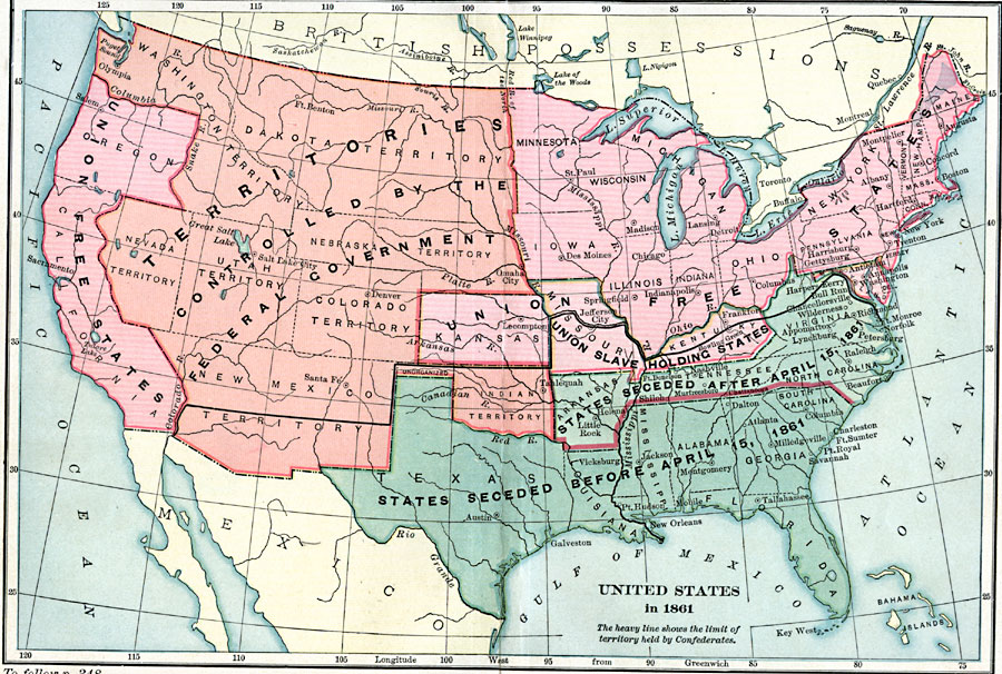 U.S Civil War Map 1861