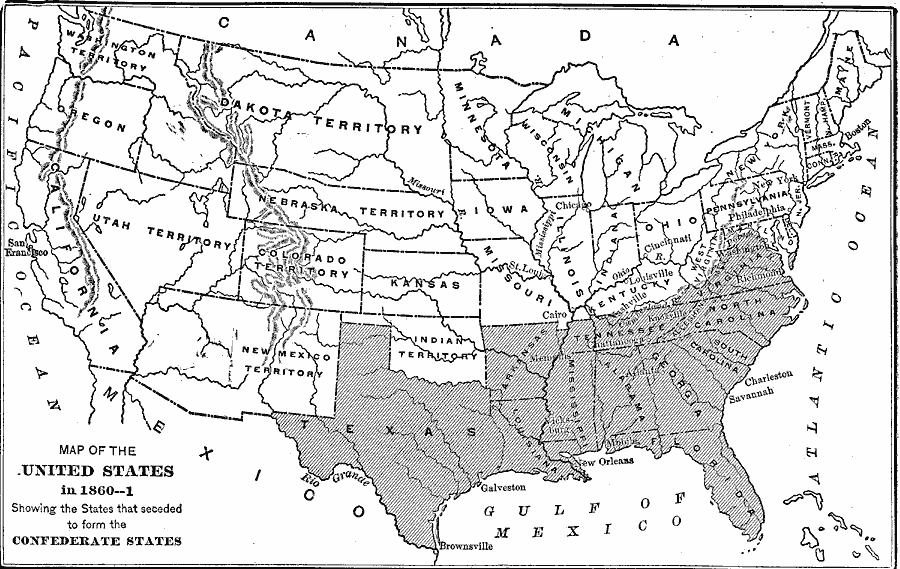U.S Civil War Map Black & White