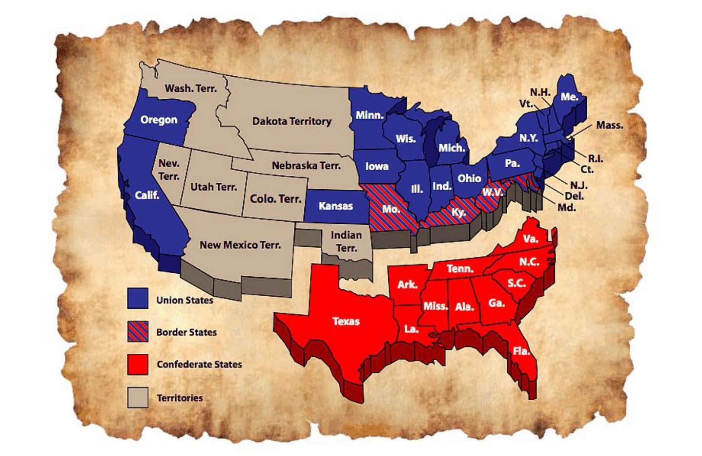 U.S Civil War Map state wise