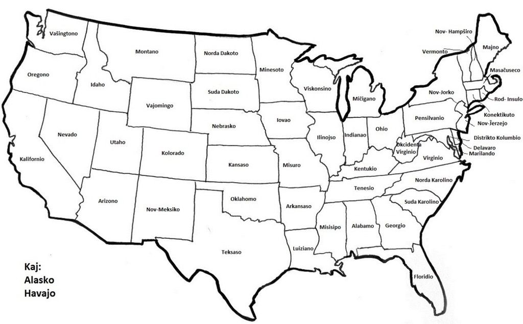U.S Continental Map White & Black