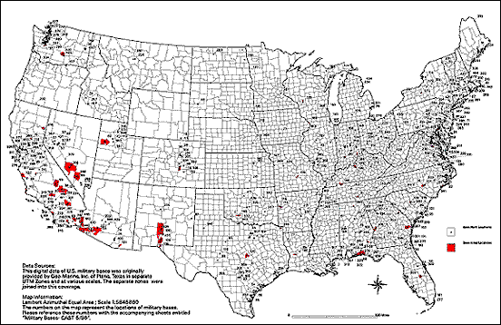 U.S Continental Military Bases Map
