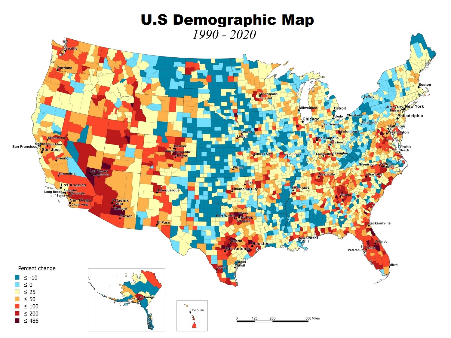 U.S Demographic Map 1990-2020