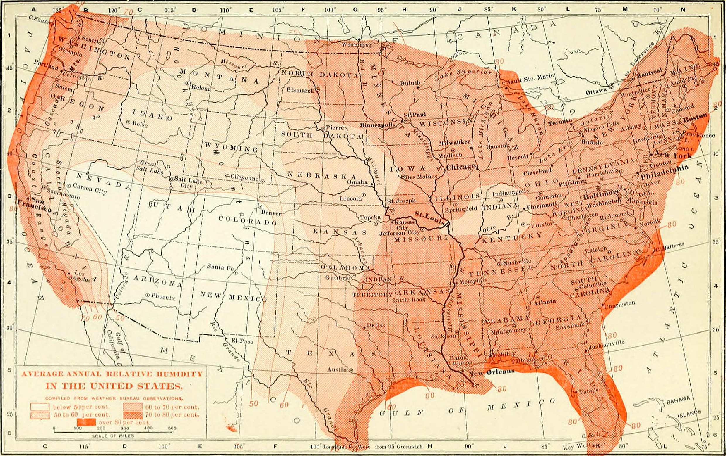 U.S Humidity Map 1905