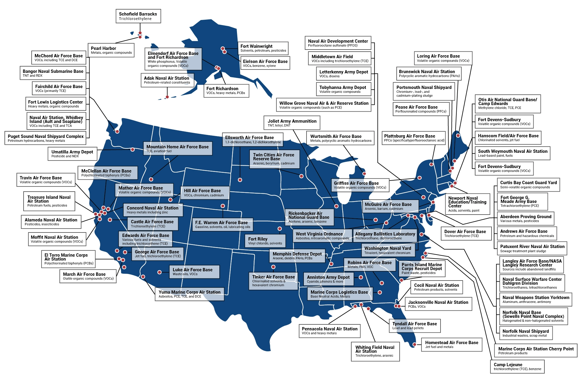 U.S Military Bases Name Map