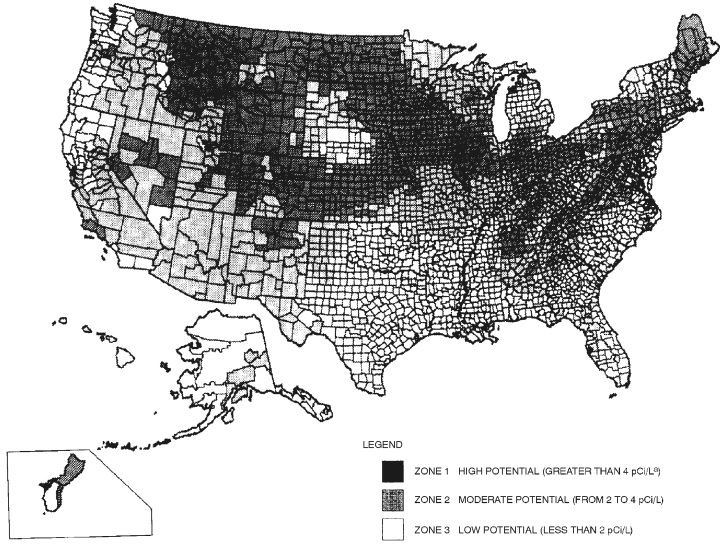 U.S Radon Map Black & White