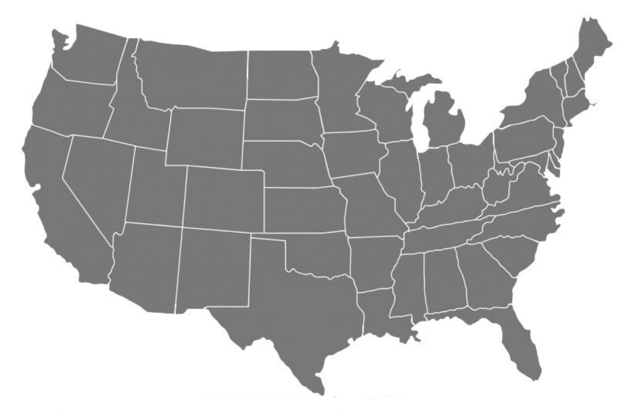 U.S Silhouette Map Black & White