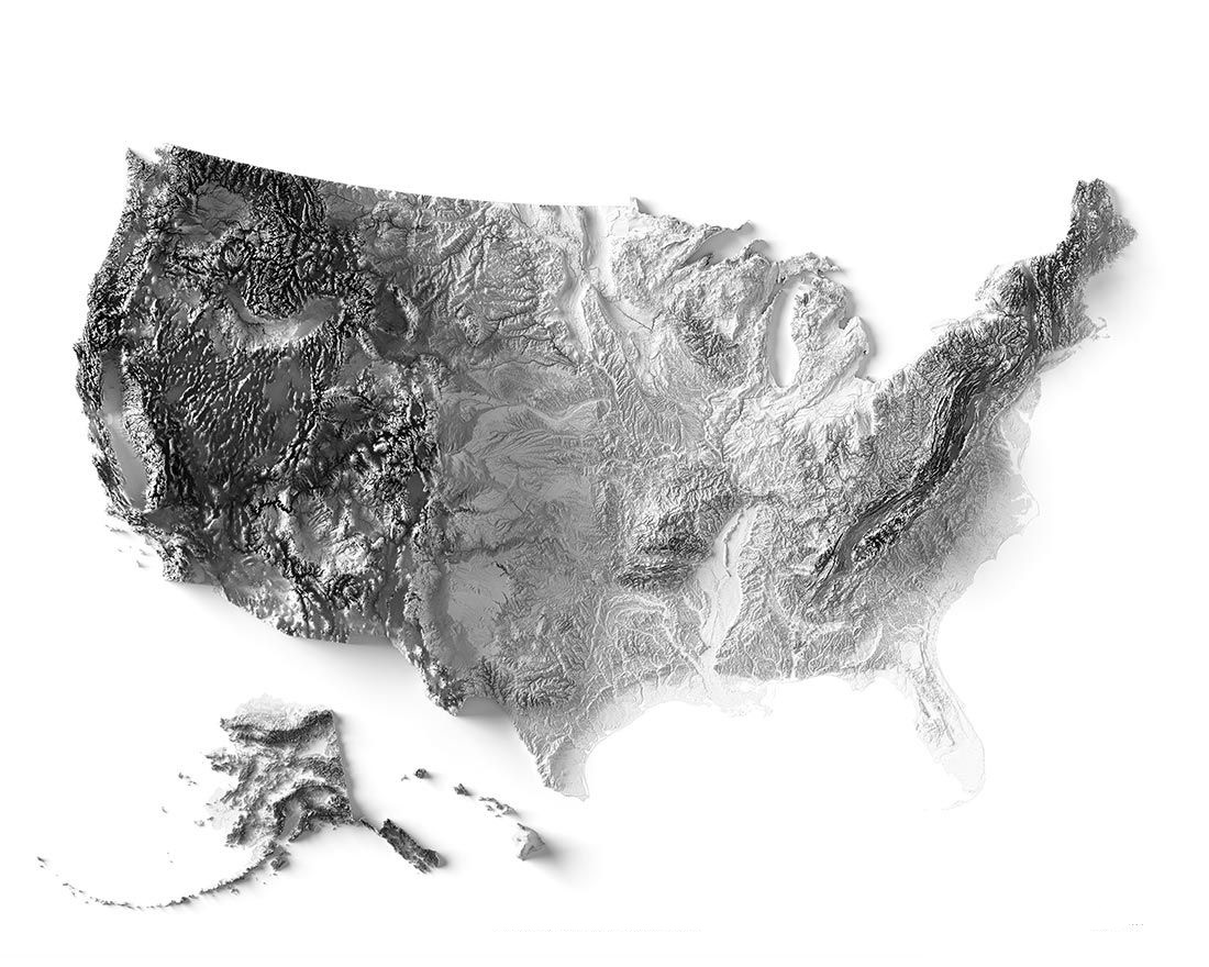 U.S Terrain Map 3D