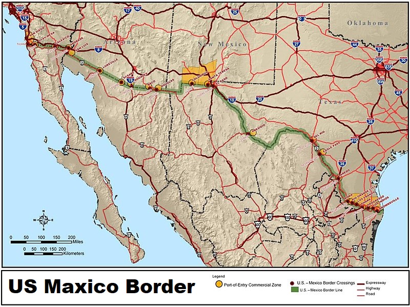 Blank US Mexico Border Map