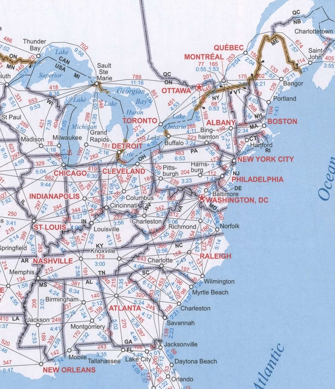 Eastern US Interstate Map