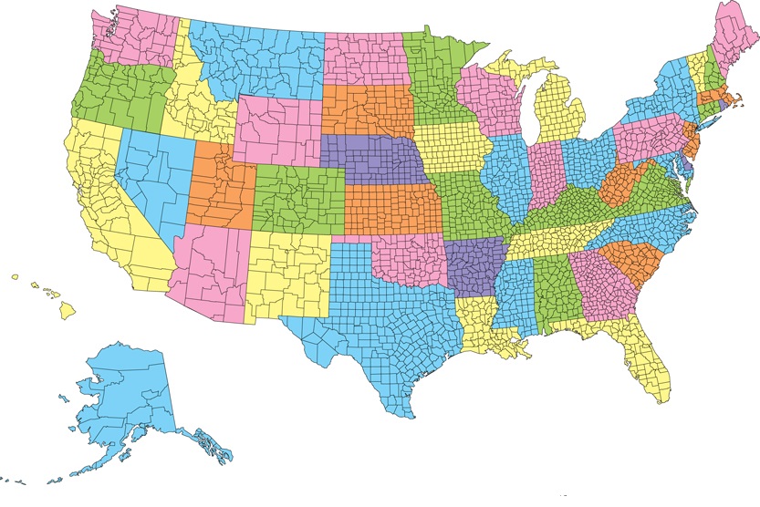 Printable US County Map