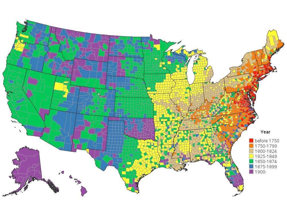 U.S County Years Map