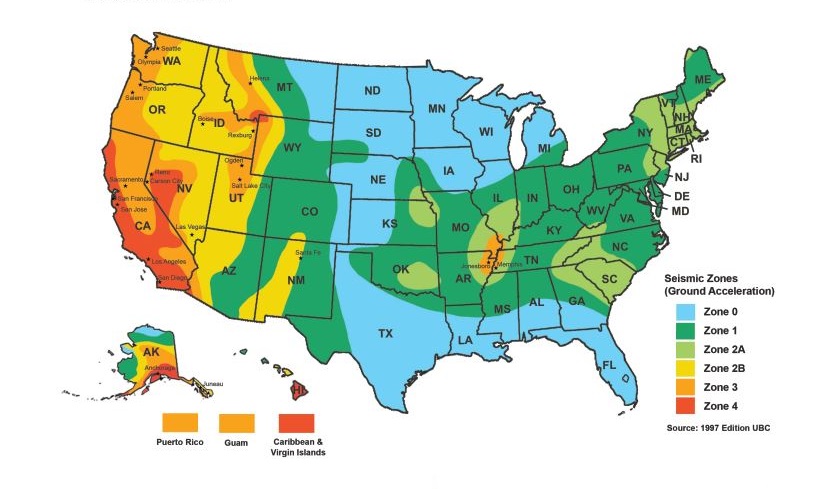 U.S Earthquake Zone Map