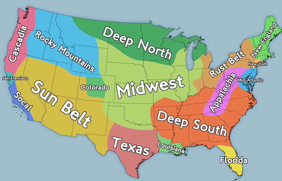 U.S Geographic Regions Map