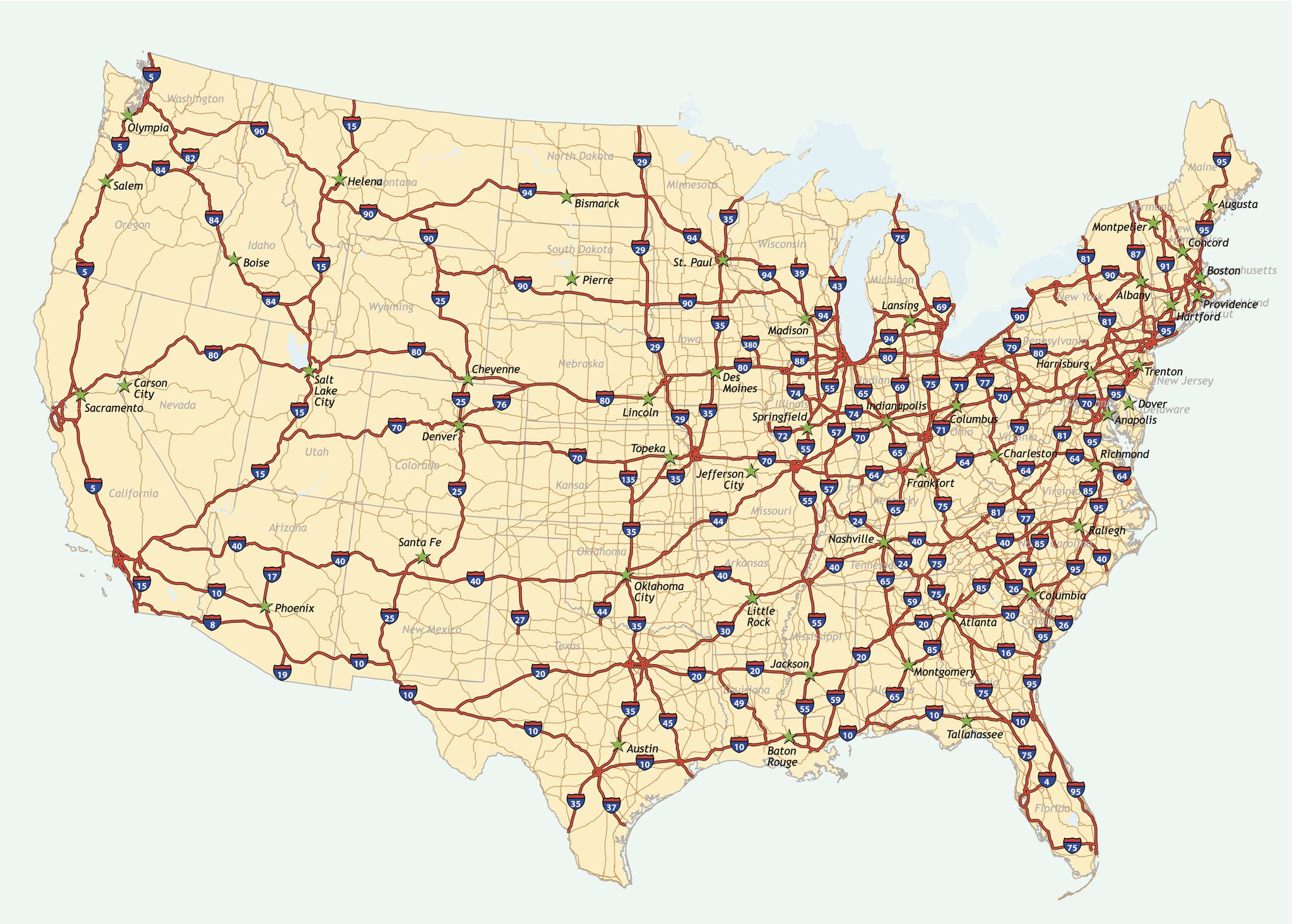 U.S Interstate Highway Map