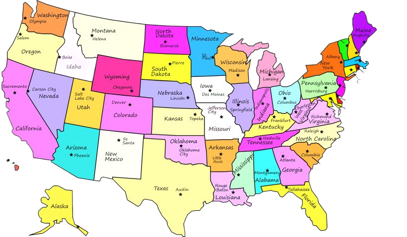 U.S Map with Capitals and Abbreviations