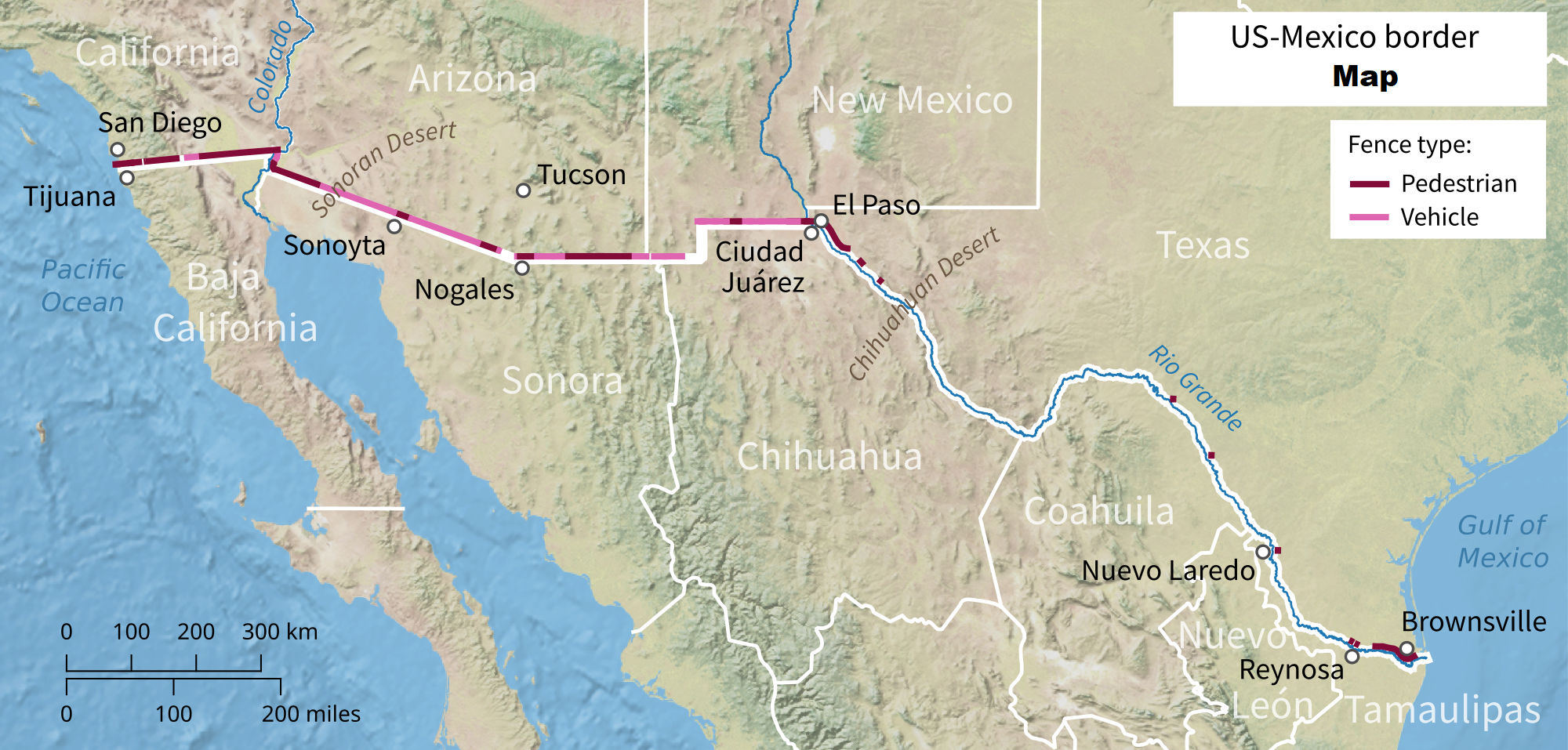 U.S Mexico Border Map