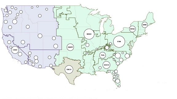U.S Power Grid Regions Map