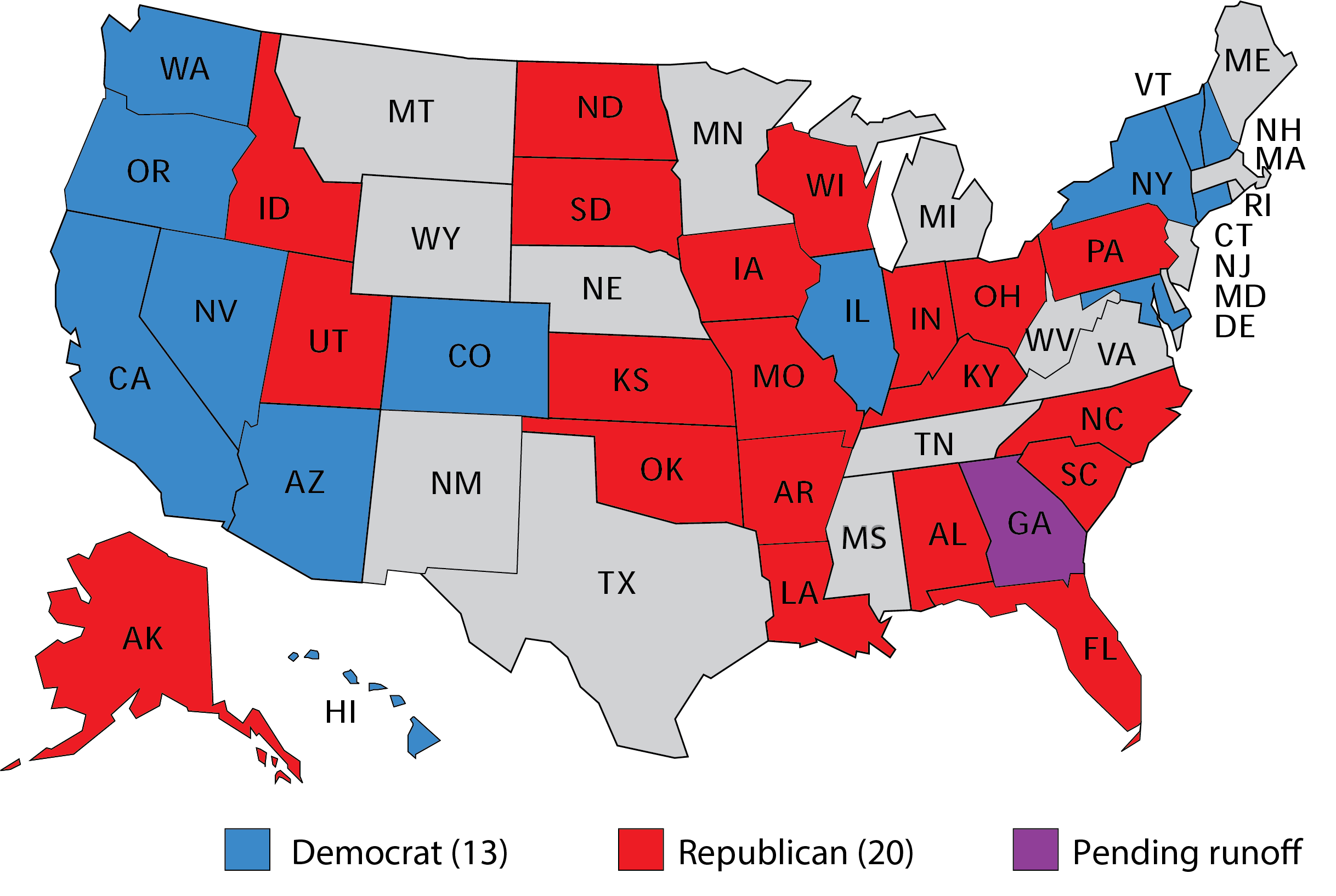 U.S Senate Map State Wise
