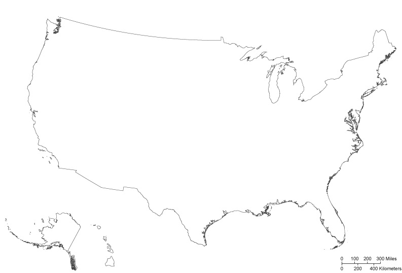 U.S Unlabeled Outline Map