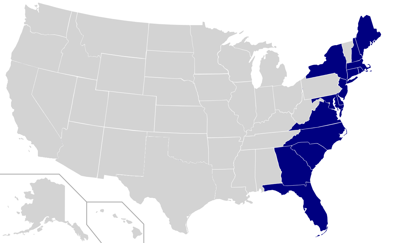 Bank US East Coast Map