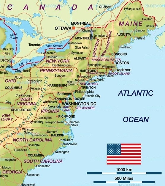 East Coast Map US